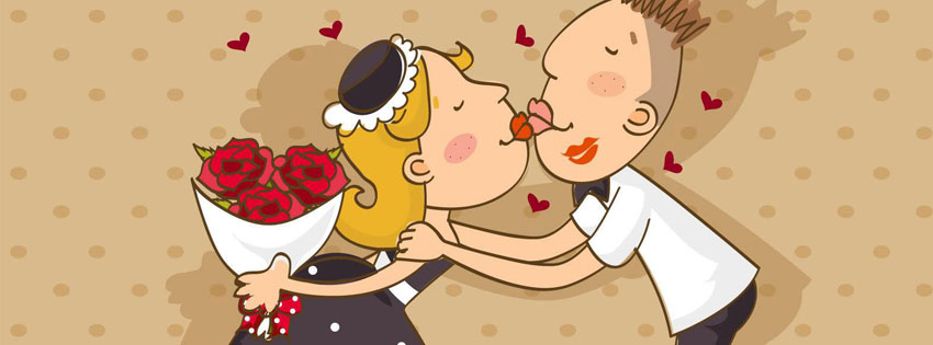 Valentines day kissing facebook cover photo
